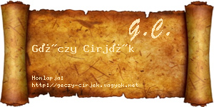 Géczy Cirjék névjegykártya